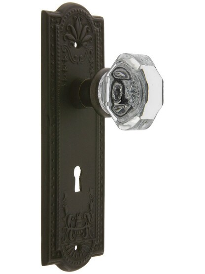 Meadows Style Mortise Lock Set in Oil-Rubbed Bronze with Waldorf Crystal Door Knobs.